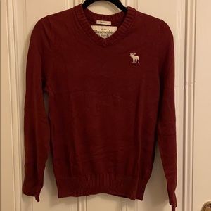 Abercrombie & Fitch Burgundy V-Neck Sweater